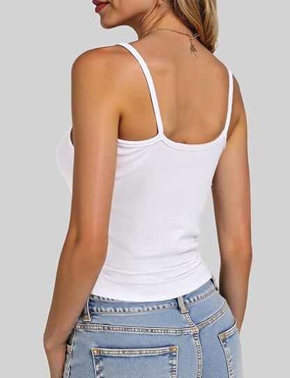 Tops for Women, Spaghetti Strap Tank Top, Scoop Neck Ribbed Tank Tops, Summer Camisole Going Out Tops Shirt - Image 5