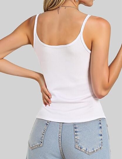 Tops for Women, Spaghetti Strap Tank Top, Scoop Neck Ribbed Tank Tops, Summer Camisole Going Out Tops Shirt - Image 4